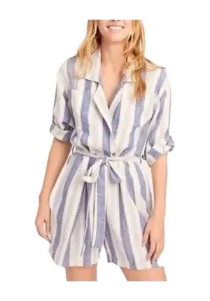 Jen's Pirate Booty Imperial Jumpsuit Linen Blend Striped Romper Size Medium thumbnail 1