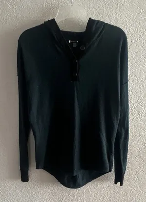 Pine Green Smartwool Shadow Pine Hoodie Black Button Placket and Ribbed Trim S thumbnail 1