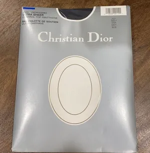 VTG New Christian Dior Ultra Sheer Pantyhose Navy Size 4- 135-165 lbs/ 5'6" - 6' thumbnail 1