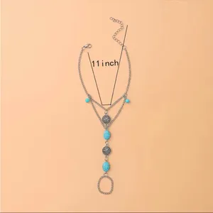 Boho turquoise decor‎ layered anklet One piece Faux fashion jewelry thumbnail 2