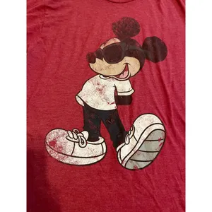 Disney Red Vintage Style Cool Guy Mickey Mouse Short Sleeve Shirt thumbnail 4