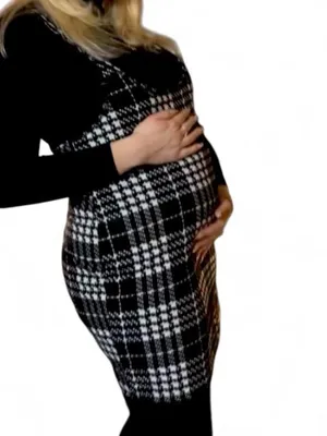 SheIn Maternity Black & White Plaid Tie-Shoulder Mini Dress thumbnail 6