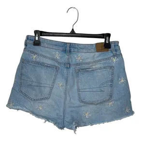 American‎ Eagle Womens Embroidered Frayed Hem Cutoff Mom Jean Shorts Blue Size 8 thumbnail 3