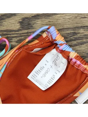 NWT Salt + Cove Juniors Sweetheart Bralette Bikini Swim Top 807140 Brown Multi S thumbnail 4