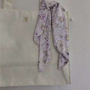 Victoria's Secret Large Ivory Jacquard Shoulder Canvas Tote Bag Work Travel thumbnail 6