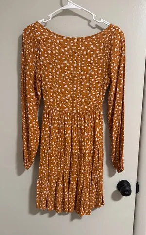 Light Brown Dress With Dark Brown and White Spots thumbnail 1