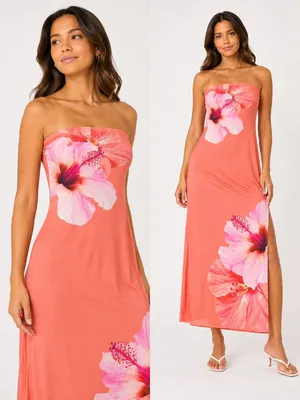 Wild Fable Hawaiian Hibiscus Mesh coverup Dress Beach Tropical Size Large thumbnail 2