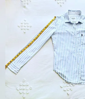 Abercrombie Vintage Y2K Striped Linen Button Up Shirt - White/Blue - S thumbnail 13