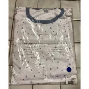 Lake Pajamas Pima Weekend Long Short Set Blue Snowflake XL New NWT thumbnail 2