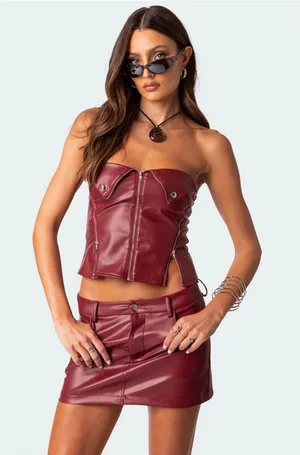 Edikted Leather Skirt Set thumbnail 1