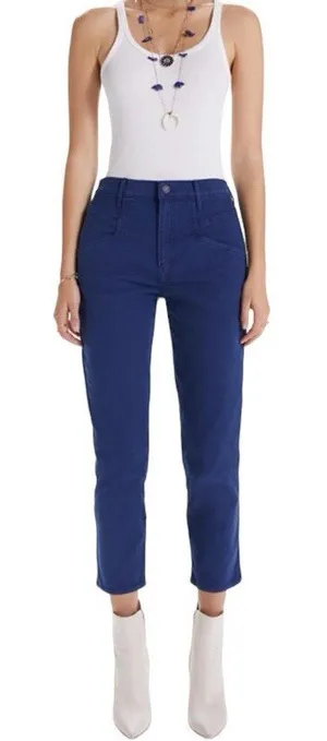 MOTHER The Breaker Crop‎ Jeans Eclipse Wash Blue Denim Size 28 (US 6) thumbnail 1