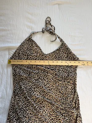 Leopard Print V-Neck‎ Slip Dress in Tan and Black thumbnail 5