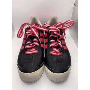 Adidas Samoa W9 M7.5 Black Pink Leather Sneakers White Toe Retro‎ Low Top Shoes thumbnail 3
