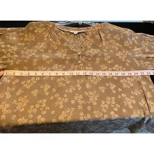 Blu Pepper‎ Size M Emily Khaki Floral Long Sleeve Boho Blouse Tan-Fall Fashion thumbnail 7
