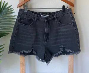 KanCan Black Frayed Hem Distressed Jean Shorts thumbnail 1