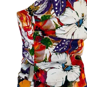 Suzi Chin Orange Green White Floral Ruched Strapless Bodycon Mini Dress Size 8 thumbnail 10