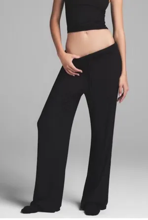 SKIMS Black Ribbed Soft Knit Wide-Leg Pants XXS thumbnail 1