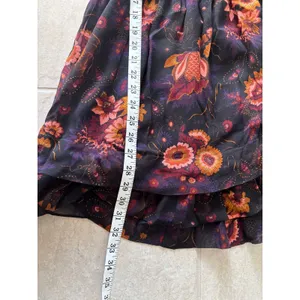 Ulla Johnson Adara Dress Womens 2 Black‎ Orange Mini Floral Silk Smocked Party thumbnail 8