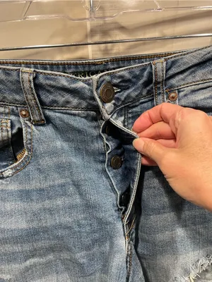 Cute American Eagle thrashed broken in jean shorts button fly 4” inseam thumbnail 7