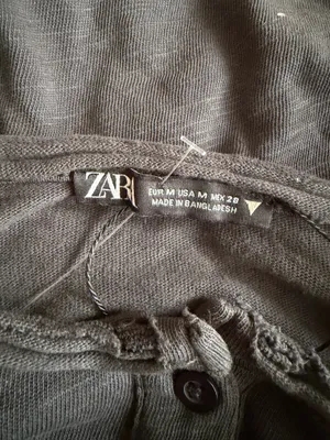 Zara Charcoal Distressed Long Sleeve Quarter Button Down Top thumbnail 6