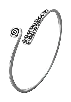 Boutique NEW Unisex‎ Engraved Geometric 925 Sterling Silver Cuff Bracelet, Adjustable thumbnail 1
