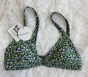 Kulani Kinis Green Ditsy Floral Print Bralette Bikini Top thumbnail 1