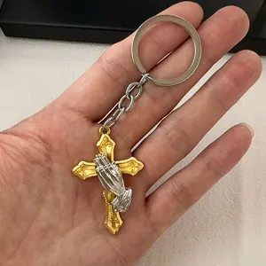 Cross Praying Hands Keychain Charm for Men Women Car Keychain Bag Charm thumbnail 5