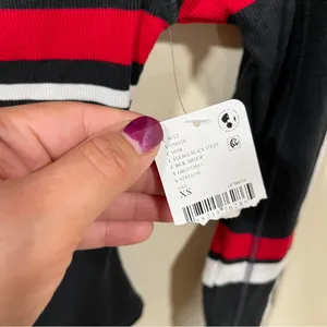 NWT Free People Kick Off Printed Layer size XS RED Black white sold out thumbnail 3