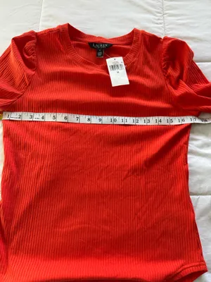 New Lauren Ralph Lauren orange ribbed top size M thumbnail 5