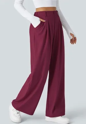 Brand New Halara Women's Size XS Purple/Red High Waisted Wide Leg Pants thumbnail 1