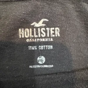 Hollister Long Sleeve T-Shirt Black red Embroidered Logo Cotton Size Small thumbnail 4