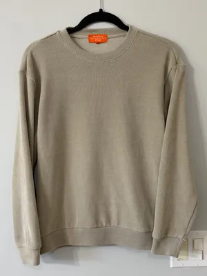 Negative Space Beige Ribbed Crewneck Sweatshirt Size S thumbnail 1