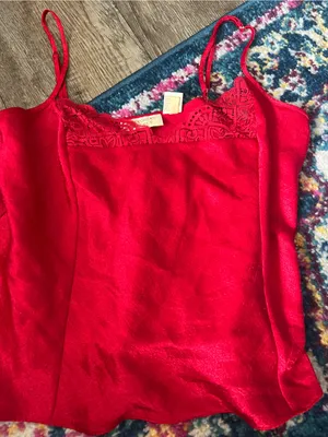 Victoria's Secret Red Satin Lace-Trim Cami Top size M thumbnail 6