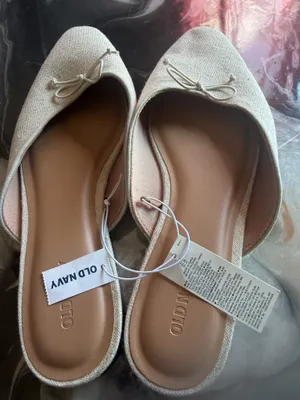 Old Navy Women’s Linen Look Ballet Mule Flats Beige Square Toe Bow Size 9 NWT thumbnail 4