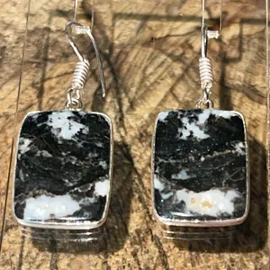 White Bufalo Turquoise Earrings 1 1/2” Black thumbnail 5