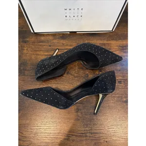 White House Black Market Black Ella Studded High Heel Open Pumps Size 8‎ Shoes thumbnail 3