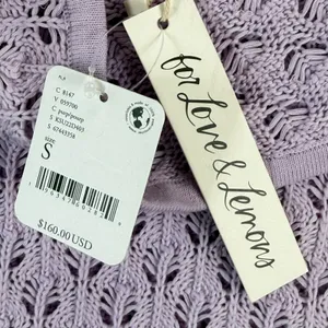 For Love &‎ Lemons Purple One Shoulder Pointelle Knit Mini Dress Small NWT thumbnail 3