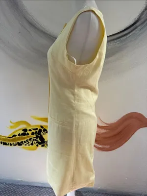 Sleeveless Yellow Mini Button-Front Dress thumbnail 2