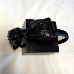 Black Sequin Bow Headband Satin Wrapped Coquette Hair Accessory One Size thumbnail 2