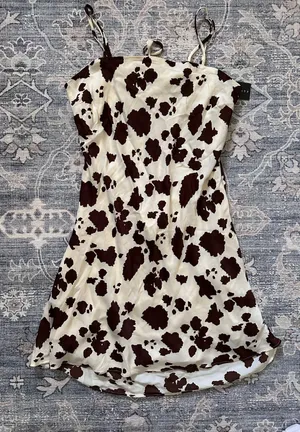 Cow Print Mini Dress Brown Size L thumbnail 1