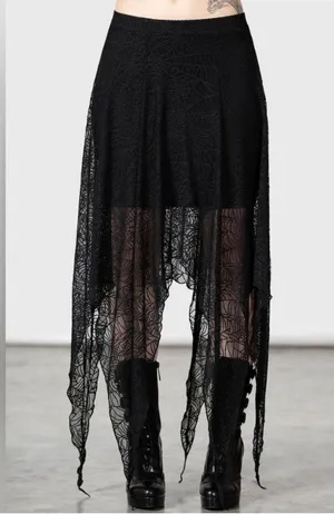 Killstar Caroline Black Lace Handkerchief Hem Skirt XS thumbnail 3