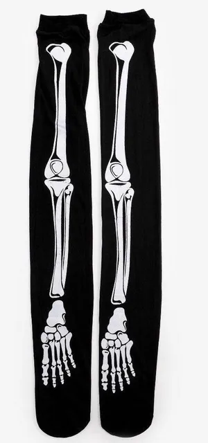 Over The Knee Skeleton Socks Black thumbnail 2