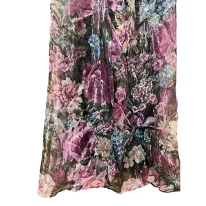 SheIn Stunning One-Shoulder Floral Organza Sheer Maxi Dress Purple & Black M thumbnail 4