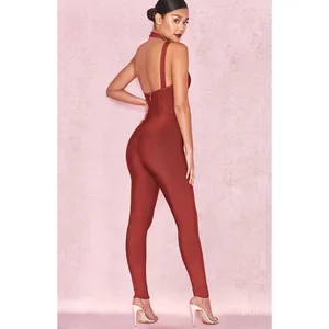 House of CB Cypresa Rust Lurex Collar Strap Jumpsuit Women’s Size XS thumbnail 2