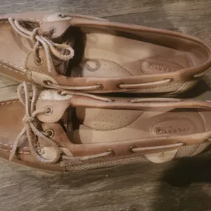 Sperrys Original Brown Leather & Canvas Boat Shoes - Neutral Tan Size 8 thumbnail 3