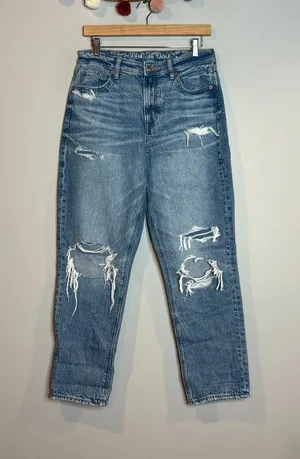 American Eagle distressed ripped Mom Jeans thumbnail 1