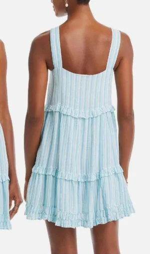 Rails Sandy Laguna Stripe Sleeveless Tiered Ruffled Mini Sundress Blue White S thumbnail 1