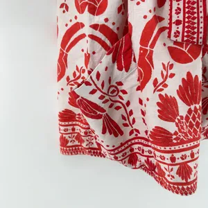 FARM Rio Jungle Flow Linen Toucan Pineapple Mini Dress M Red Boho Resort Wear thumbnail 4