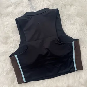 Lululemon Satin Shine Full Zip Tank Top Black Walnut Crunch Foam Cloud Large thumbnail 8