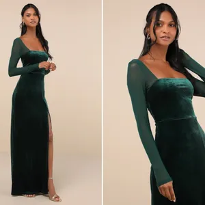 LULU's Prom Wedding Sexy Regal Sexy Romantic Elegant Velvet Maxi Dress thumbnail 3
